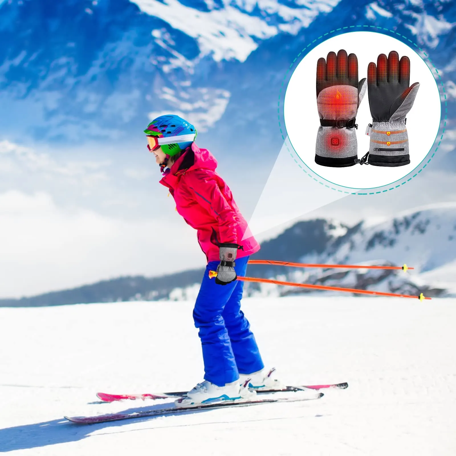 Adjustable Temp 40-55 °C Heated Gloves