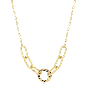 Gold Tiger Chain Charm Connector Necklace