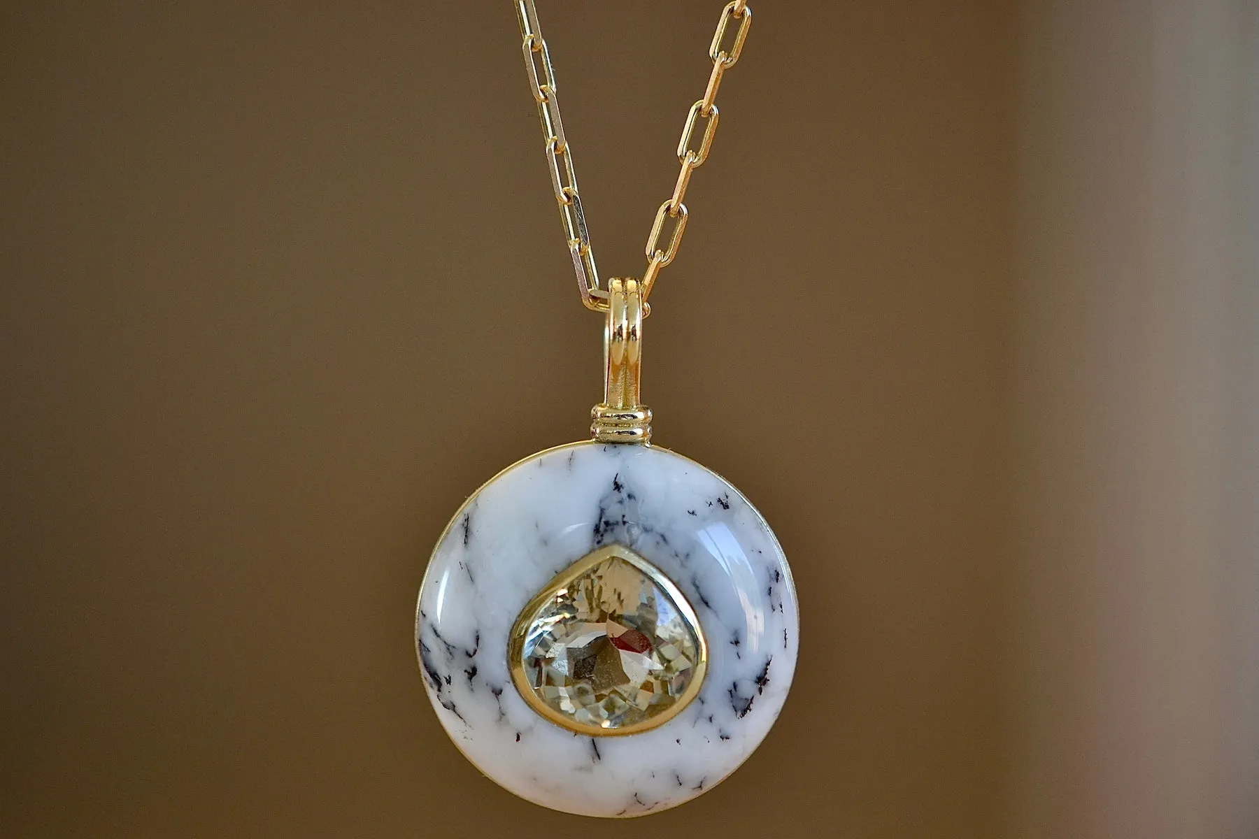 Large Lollipop Necklace in Opalized Dendrite