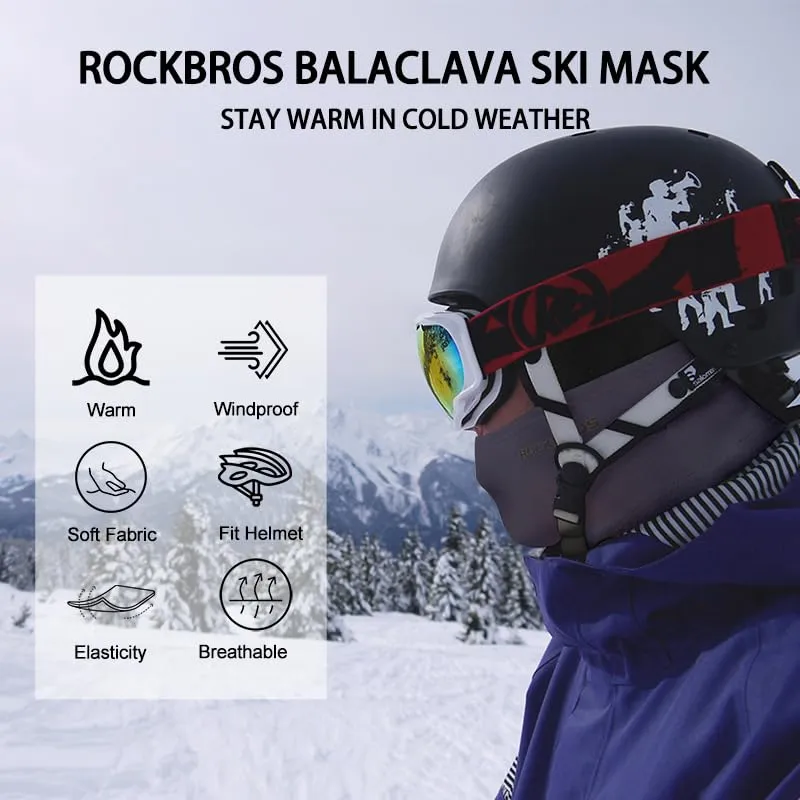 ROCKBROS Winter Cycling Mask Fleece Warm Windproof Balaclava Ski Mask