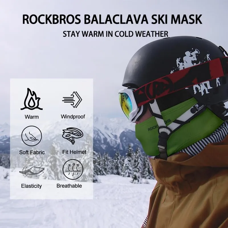 ROCKBROS Winter Cycling Mask Fleece Warm Windproof Balaclava Ski Mask