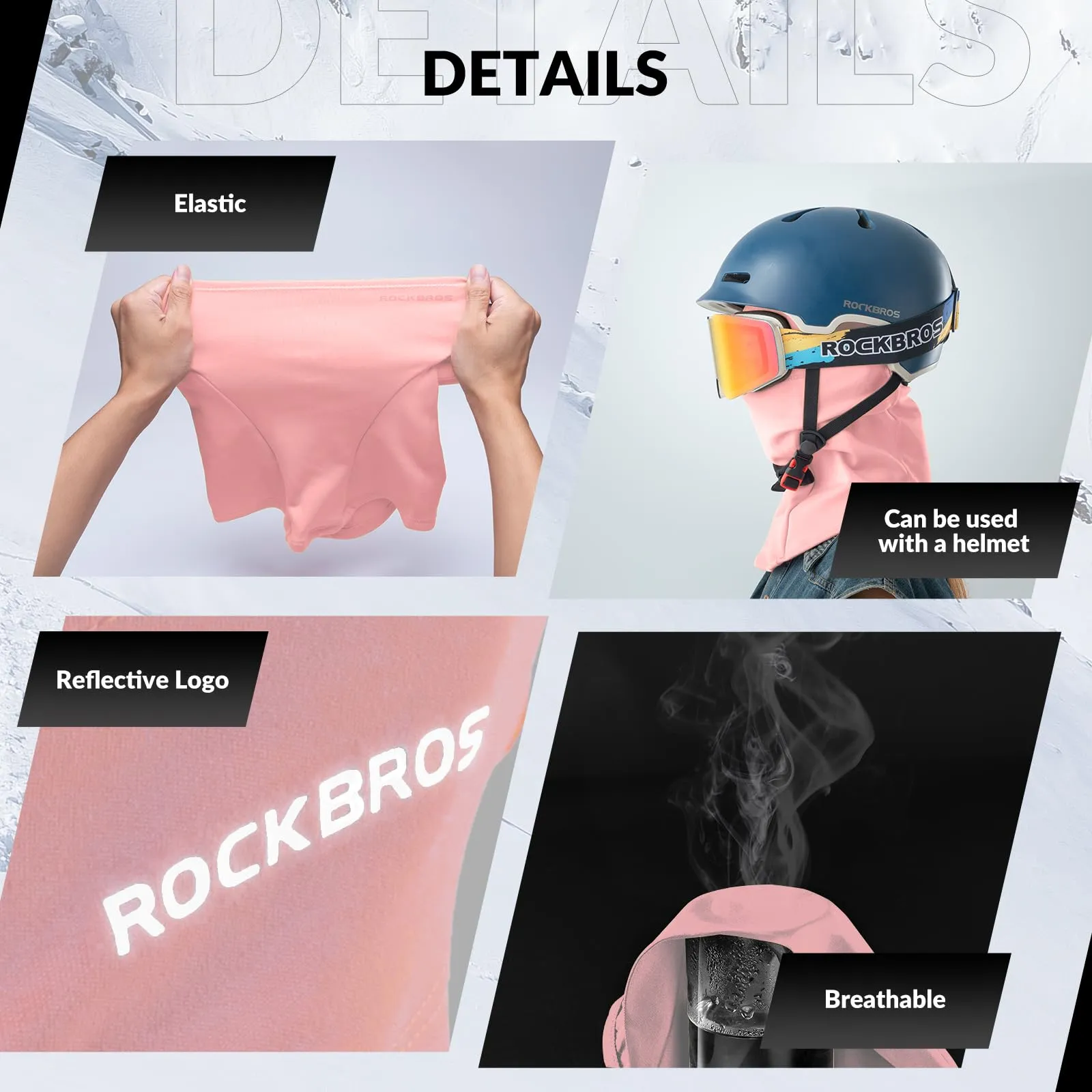 ROCKBROS Winter Cycling Mask Fleece Warm Windproof Balaclava Ski Mask