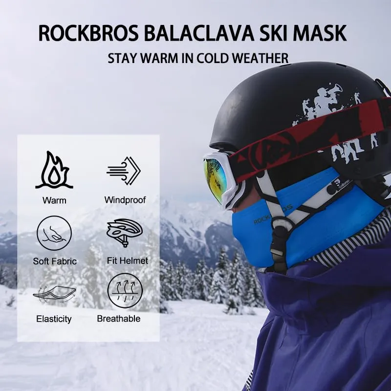 ROCKBROS Winter Cycling Mask Fleece Warm Windproof Balaclava Ski Mask
