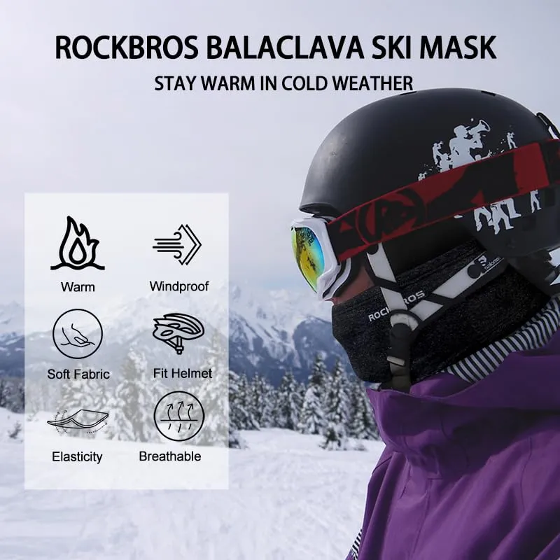 ROCKBROS Winter Cycling Mask Fleece Warm Windproof Balaclava Ski Mask